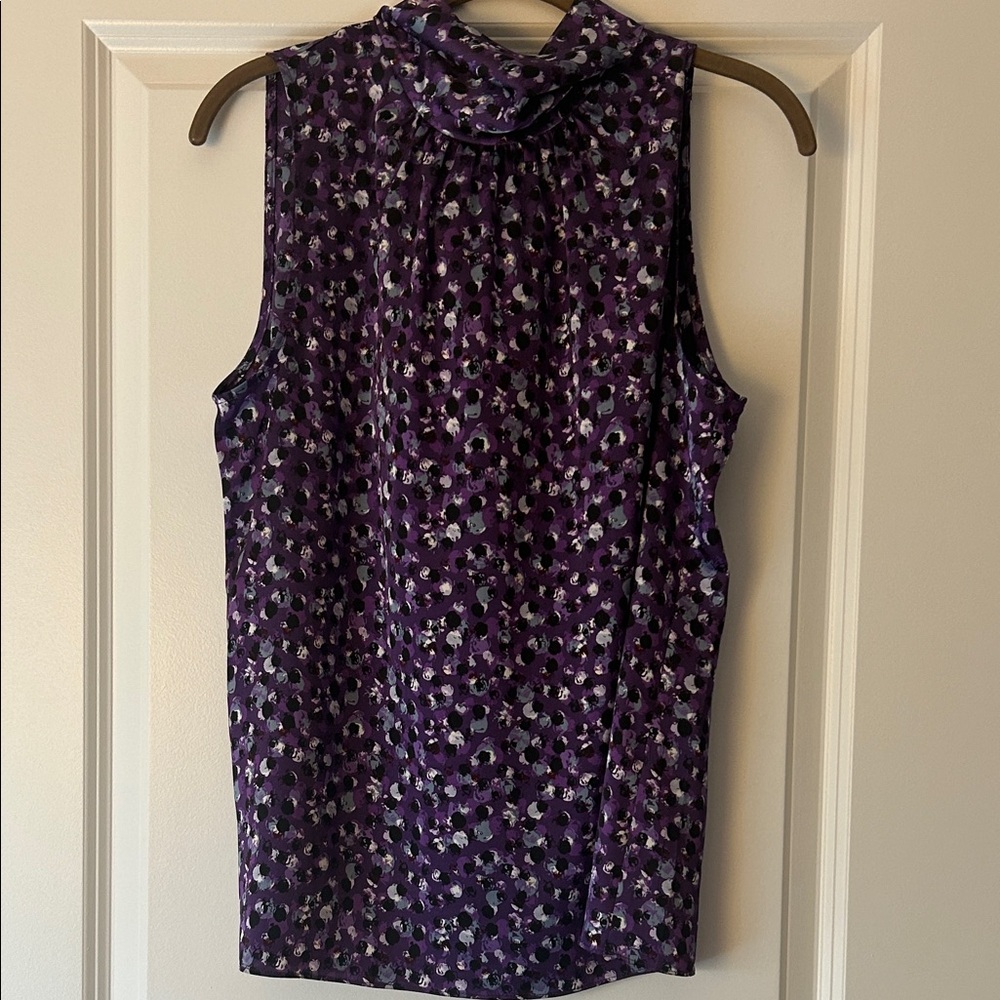 Purple Printed Sleeveless Cowl Neck Camisole